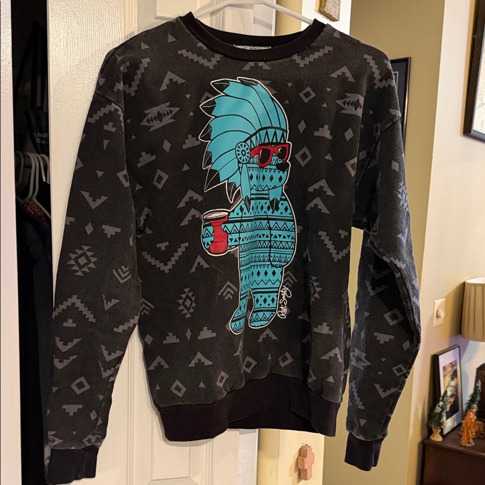 Riot Society Black and Gray Patterned Sweater